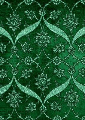 Dark Green Entwined Glitter Floral A4 Backing Paper