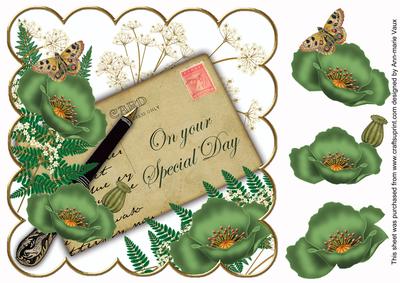 Olive Poppy Special Day Ink Saver 8in Scallop Topper