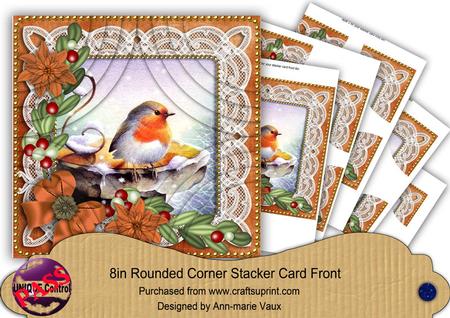 Robin Borange Poinsettia 8in All 4 Rounded Corner Stacker