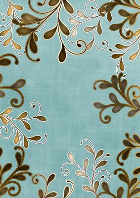 Dusky Teal Coloured Gold Swirls A4 Backing Paper