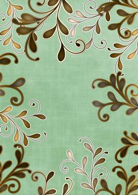 Mid Green Coloured Gold Swirls A4 Backing Paper
