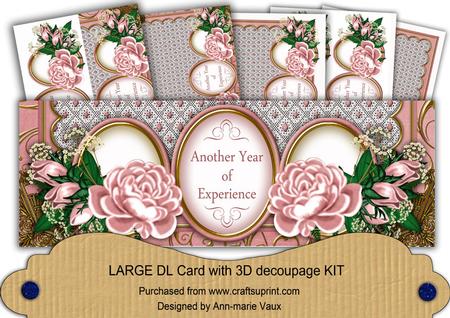 Pink Rose Year of Experience Large Dl Card Kit