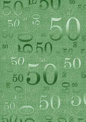 Mid Green Metallic 50 Birthday A4 Backing Paper