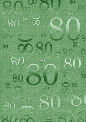 Mid Green Metallic 80 Birthday A4 Backing Paper