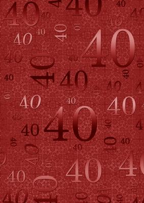 Dark Red Metallic 40 Birthday A4 Backing Paper