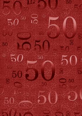 Dark Red Metallic 50 Birthday A4 Backing Paper