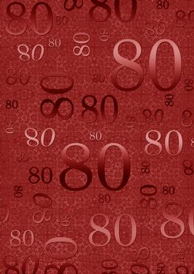 Dark Red Metallic 80 Birthday A4 Backing Paper