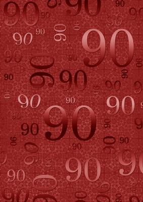 Dark Red Metallic 90 Birthday A4 Backing Paper