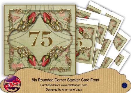 Olive 75 Red Rosebud 8in All 4 Rounded Corner Stacker Kit