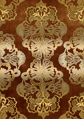 Vintage Tea Gold Metallic Damask A4 Backing Paper
