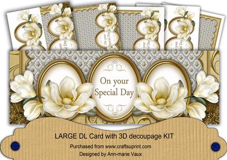 Cream Magnolia Your Special Day Large Dl Decoupage Card Kit