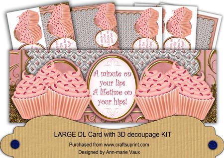 Pink Cupcakes Minute on Lips! Large Dl Card Kit
