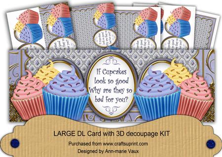 Pastel Cupcakes Are Good for You Large Dl Card Kit
