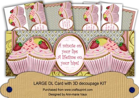 Strawberry Cupcakes Minute on Lips Large Dl Card Kit
