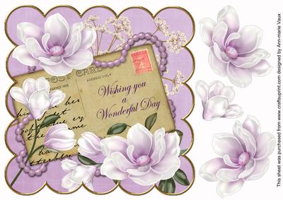 Lilac Magnolia Wonderful Day 8in Decoupage Sheet