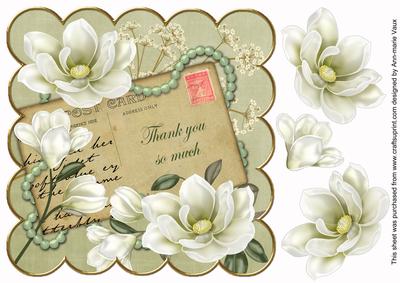 Olive Magnolia Thank You 8in Decoupage Sheet