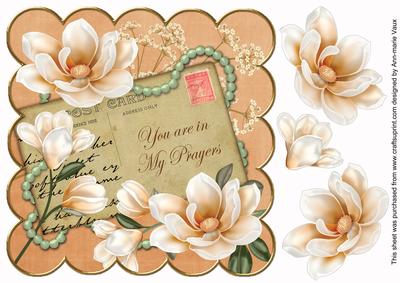 Peach Magnolia in My Prayers 8in Decoupage Sheet