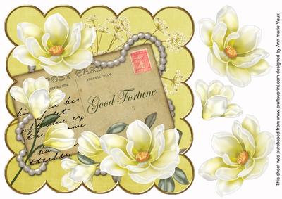 Lemon Magnolia Good Fortune 8in Decoupage Topper