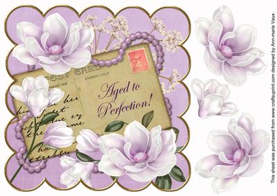 Lilac Magnolia Aged to Perfection! 8in Decoupage Topper