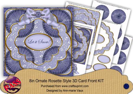 Blue Snowflake1 Let It Snow 3D Rosette 8in Card Front Kit