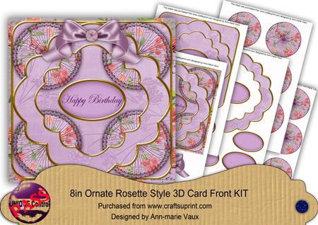 Lilac Sweetpea Happy Birthday 3D Rosette 8in Card Front Kit