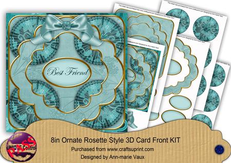 Teal Floral1 Best Friend 3D Rosette 8in Card Front Kit