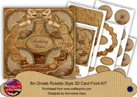 Tea Vintage Car Birthday 3D Rosette 8in Card Front Kit