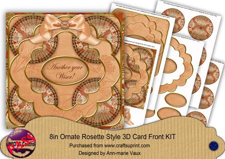 Borange Gold Damask Year Wiser 3D Rosette 8in Kit