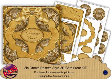 Gold Damask in Vintage Prime 3D Rosette 8in Kit