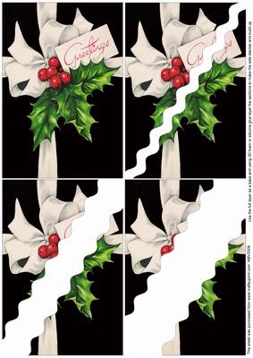 Christmas Holly Greetings Wavy Corner Side Stacker