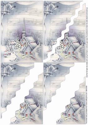 Christmas Blue Snow Church Wavy Corner Side Stacker
