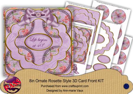 Lilac Sweetpea Life Begins at 40! 3D Rosette 8in Card Kit