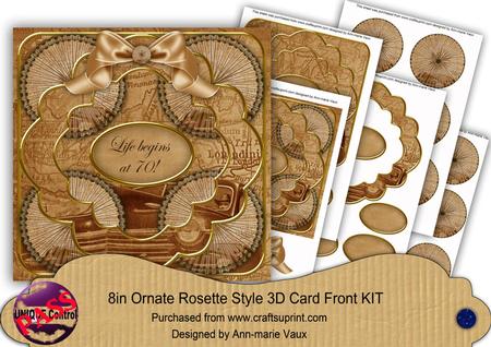 Vintage Car Life Begins at 70! 3D Rosette 8in Card Front Kit