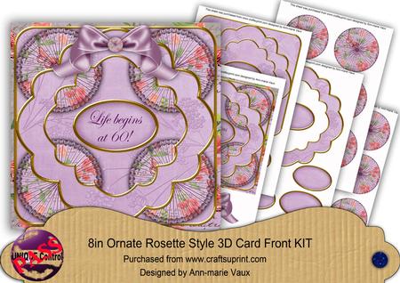 Lilac Sweetpea Life Begins at 60! 3D Rosette 8in Card Kit