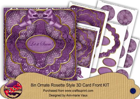 Dark Purple Snowflake Let It Snow! 3D Rosette 8in Card Kit