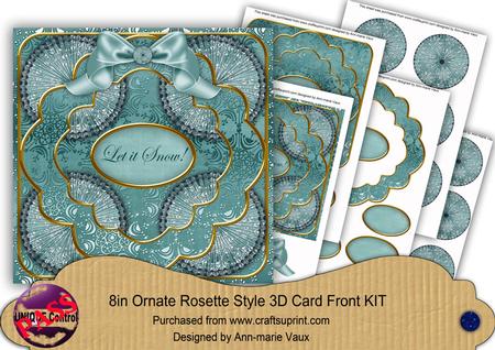 Dusky Teal Snowflake Let It Snow! 3D Rosette 8in Card Kit