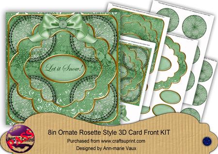 Mid Green Snowflake Let It Snow! 3D Rosette 8in Card Kit