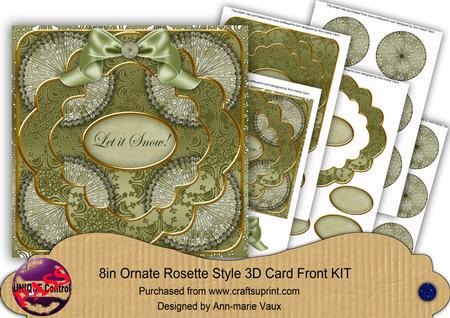 Olive Snowflake Let It Snow! 3D Rosette 8in Card Kit