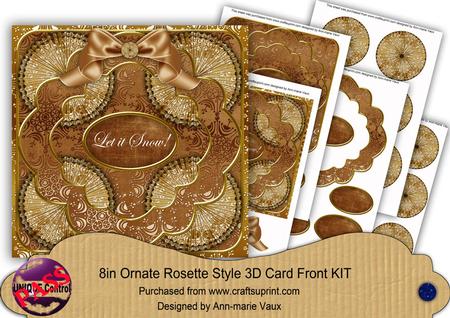 Vintage Tea Snowflake Let It Snow! 3D Rosette 8in Card Kit