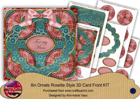 Teal Pink Bead for My Mum 3D Rosette 8in Card Kit