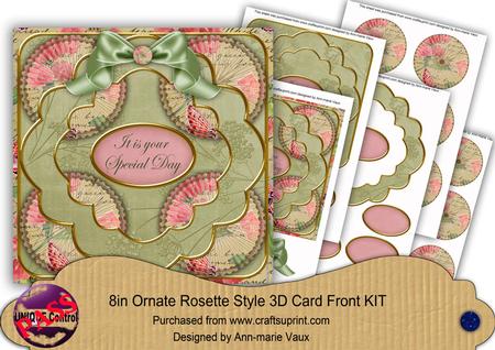 Olive Pink Sweetp Special Day 3D Rosette 8in Card Kit