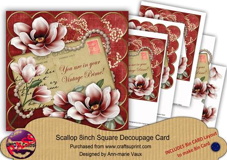 Dark Red Magnolia Vintage Prime! 8in Xtreme Decoupage Kit