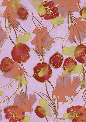 Lilac Red Painted Tulips A4 Backing Paper