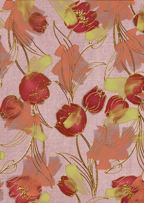 Dusky Pink Red Painted Tulips A4 Backing Paper