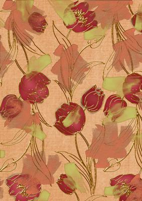 Burnt Orange Red Painted Tulips A4 Backing Paper