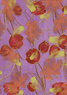 Purple Red Painted Tulips A4 Backing Paper