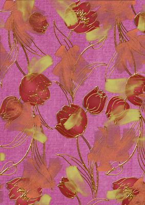 Cerise Red Painted Tulips A4 Backing Paper