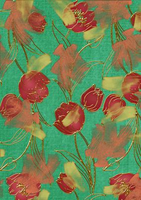 Dark Green Painted Tulips A4 Backing Paper
