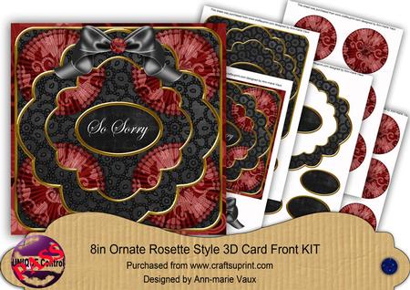 Red Black Mix So Sorry 3D Rosette 8in Card Front Kit
