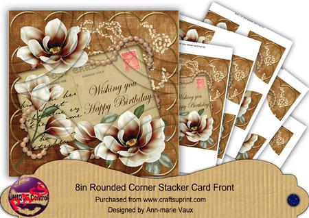 Chocolate Magnolia Birthday 8in All 4 Rounded Corner Kit